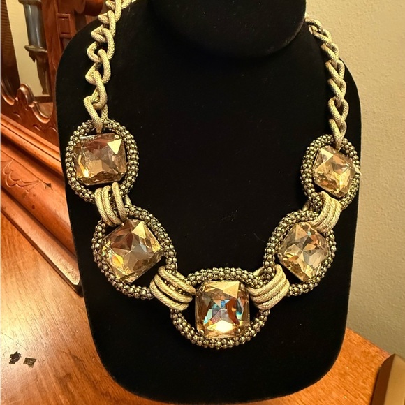 Cara Couture Gold and Tan Statement Necklace with Medallions - Picture 2 of 4